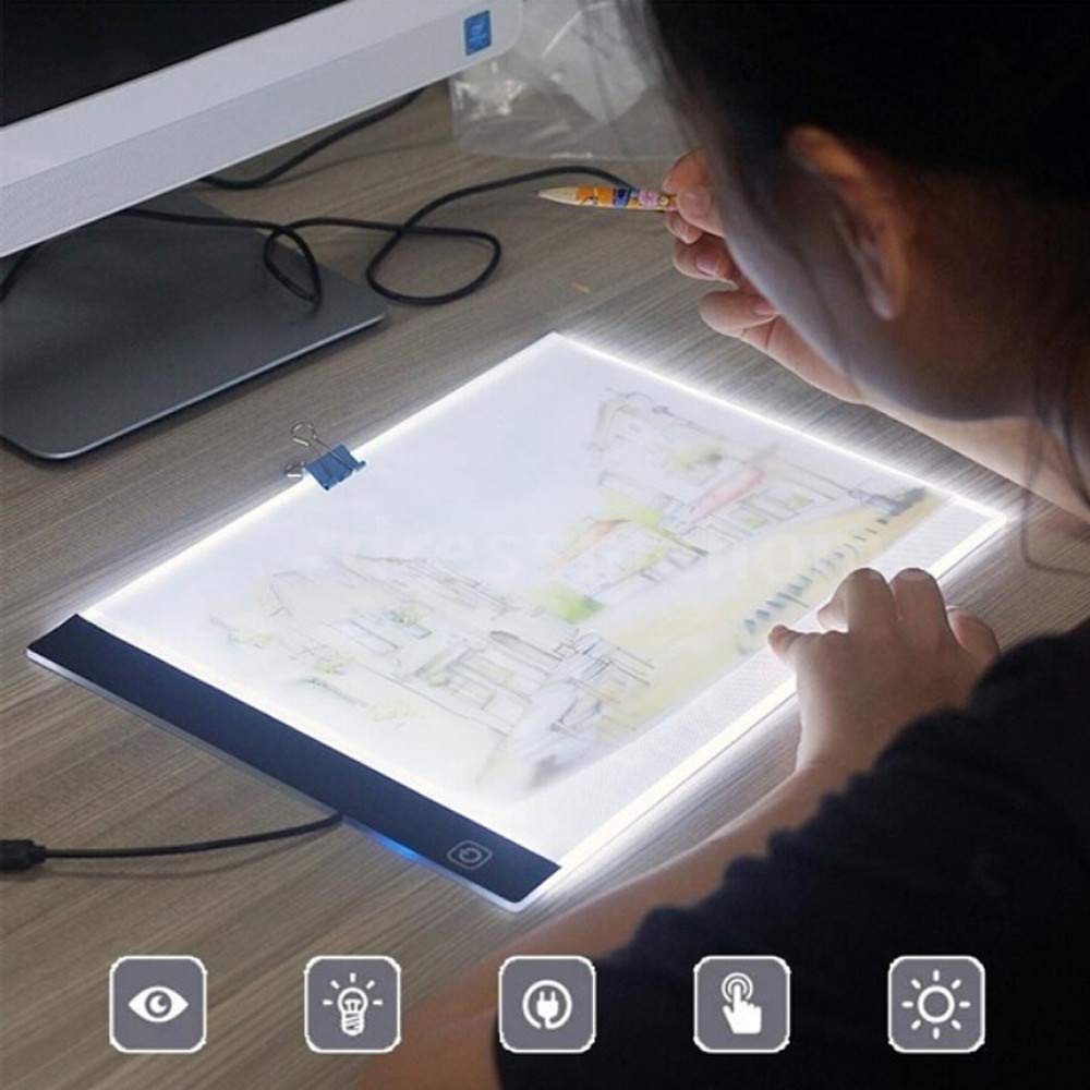 Di động A5 / A4 / A3 Bảng sao chép LED theo dõi Hộp đèn làm mờ 3 cấp độ, Siêu mỏng có thể điều chỉnh USB Power Artcraft LED Trace Light Pad để vẽ hình xăm, truyền trực tuyến, phác thảo, hoạt hình, Stenciling