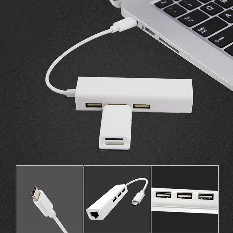 Zhang Type C USB-C 3.1 to USB 3.0 Hub Ethernet Lan RJ45 Network Adapter For Macbook US