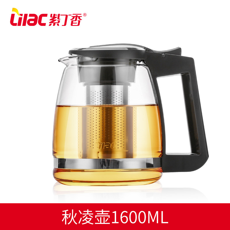 Lilac Teapot HeatResistant Glass Filter Transparent Flowering and