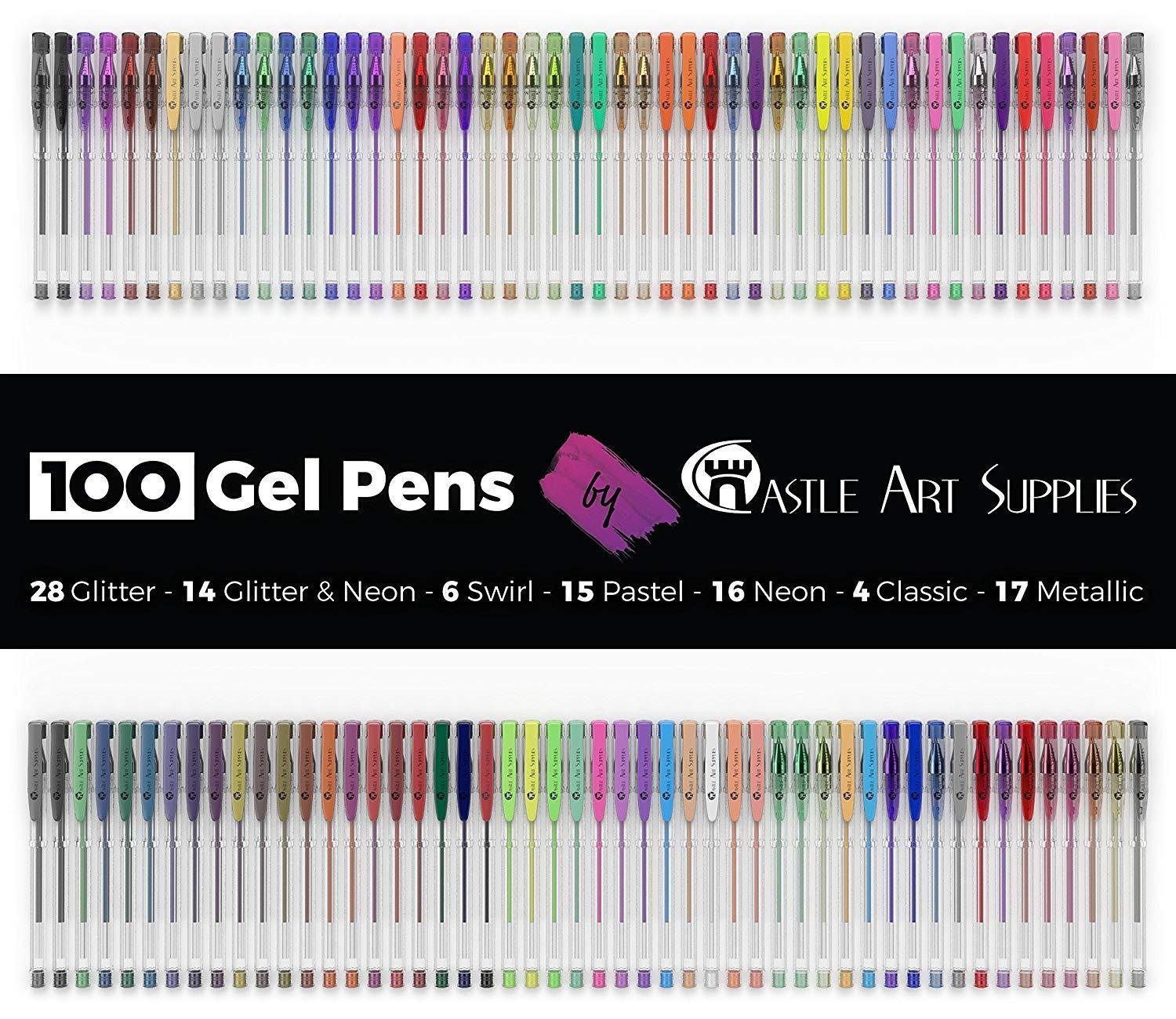 Castle Arts 100 Piece Gel Pen Set with Case – Castle Arts USA