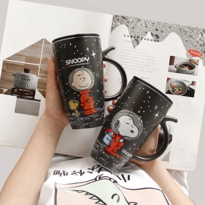 Snoopy INS Cartoon Cute Mug Lid Men and Women Students Office Home Bulk Ceramic Cup