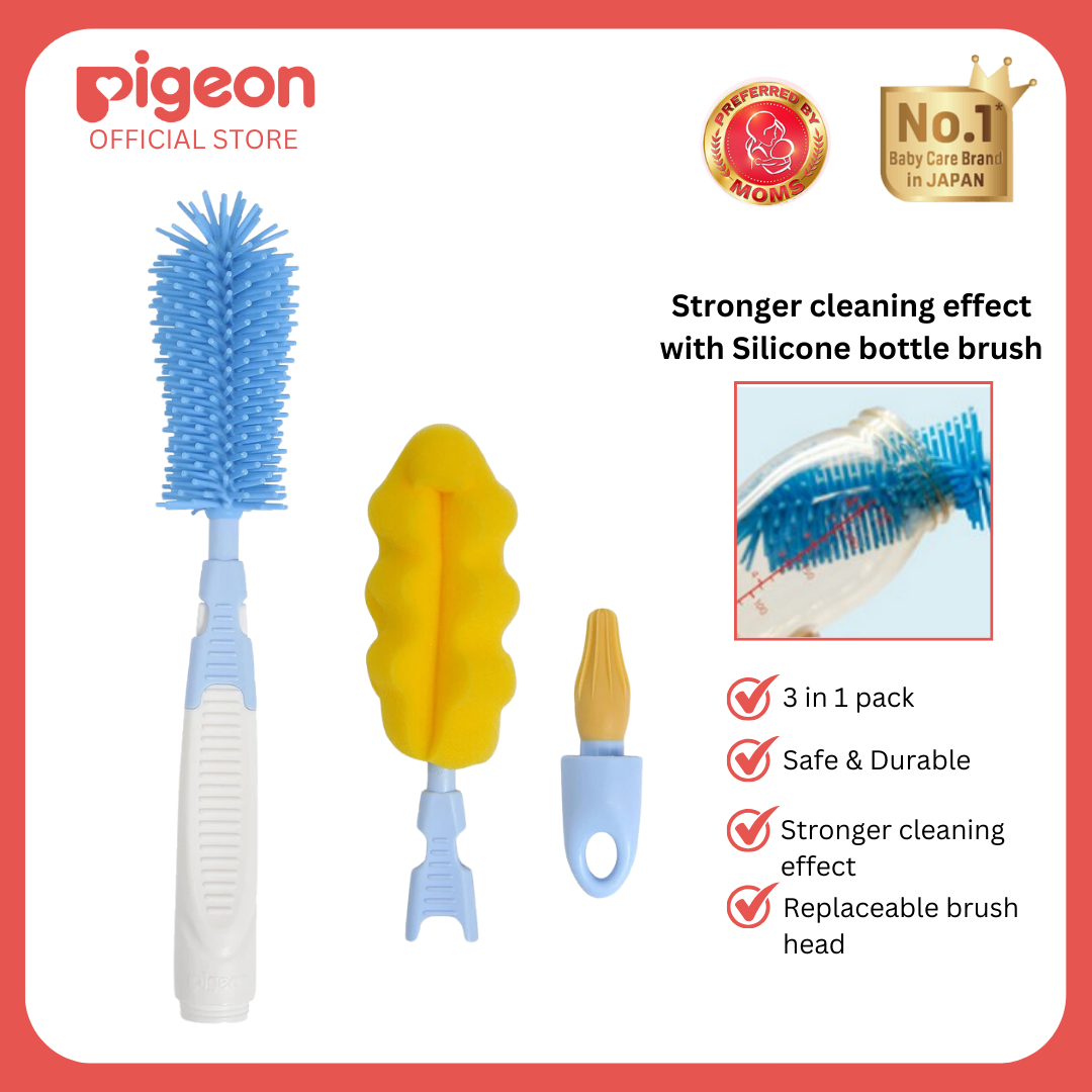 PIGEON Bottle Nipple Brush Durable Cleaning Tool 3-Pack Bottle