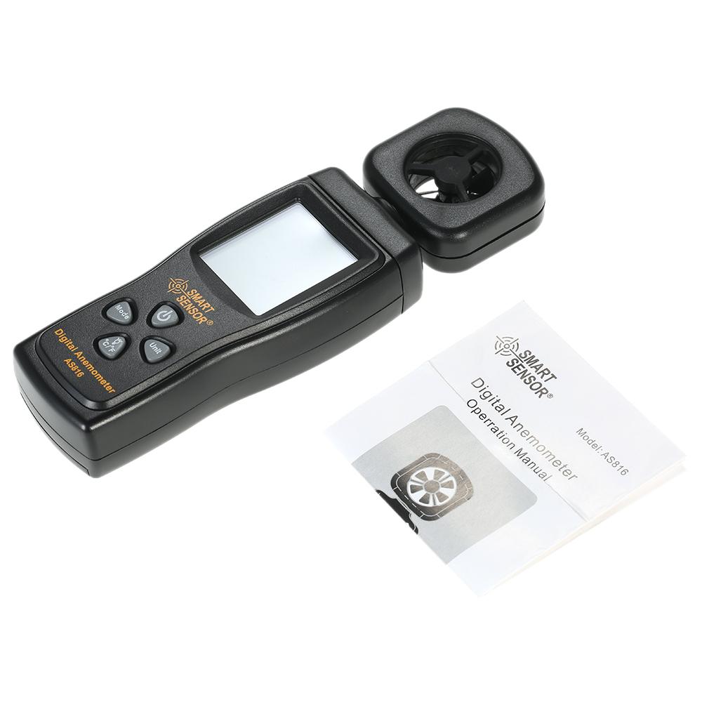 Cảm Biến Thông Minh Mini Máy Đo Gió LCD Kỹ Thuật Số Tốc Độ Gió Meter Vận Tốc Không Khí Đo Nhiệt Độ Với Đèn Nền