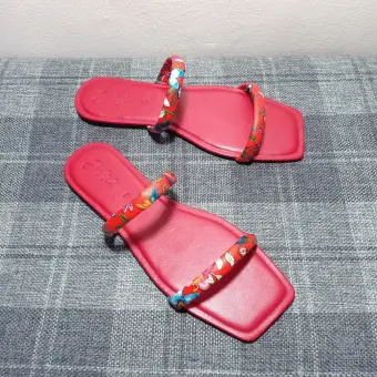 red 2 strap sandals