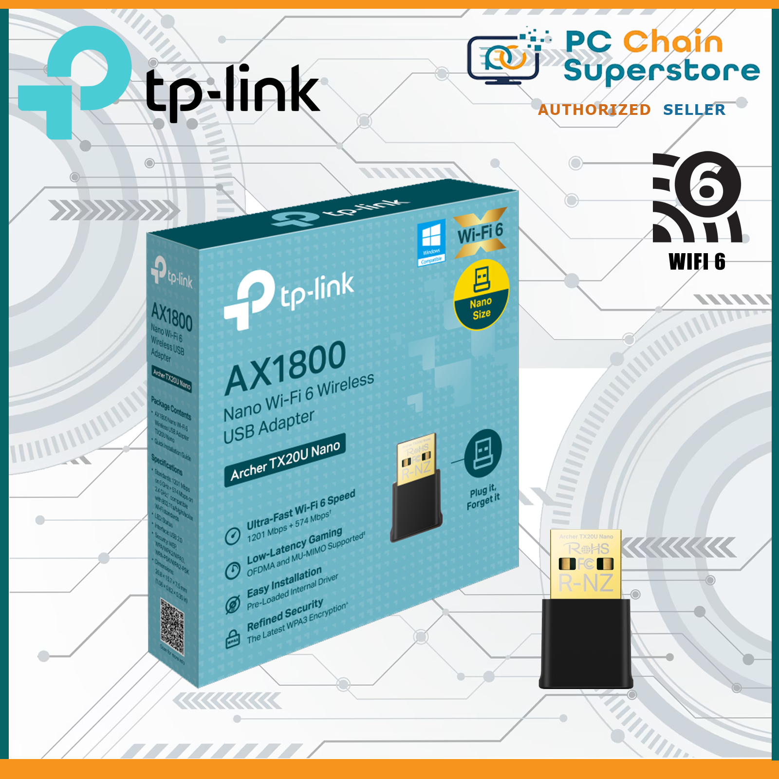 TP-Link Archer TX20U Plus WLAN Stick Für PC, WiFi 6 AX1800 Dual