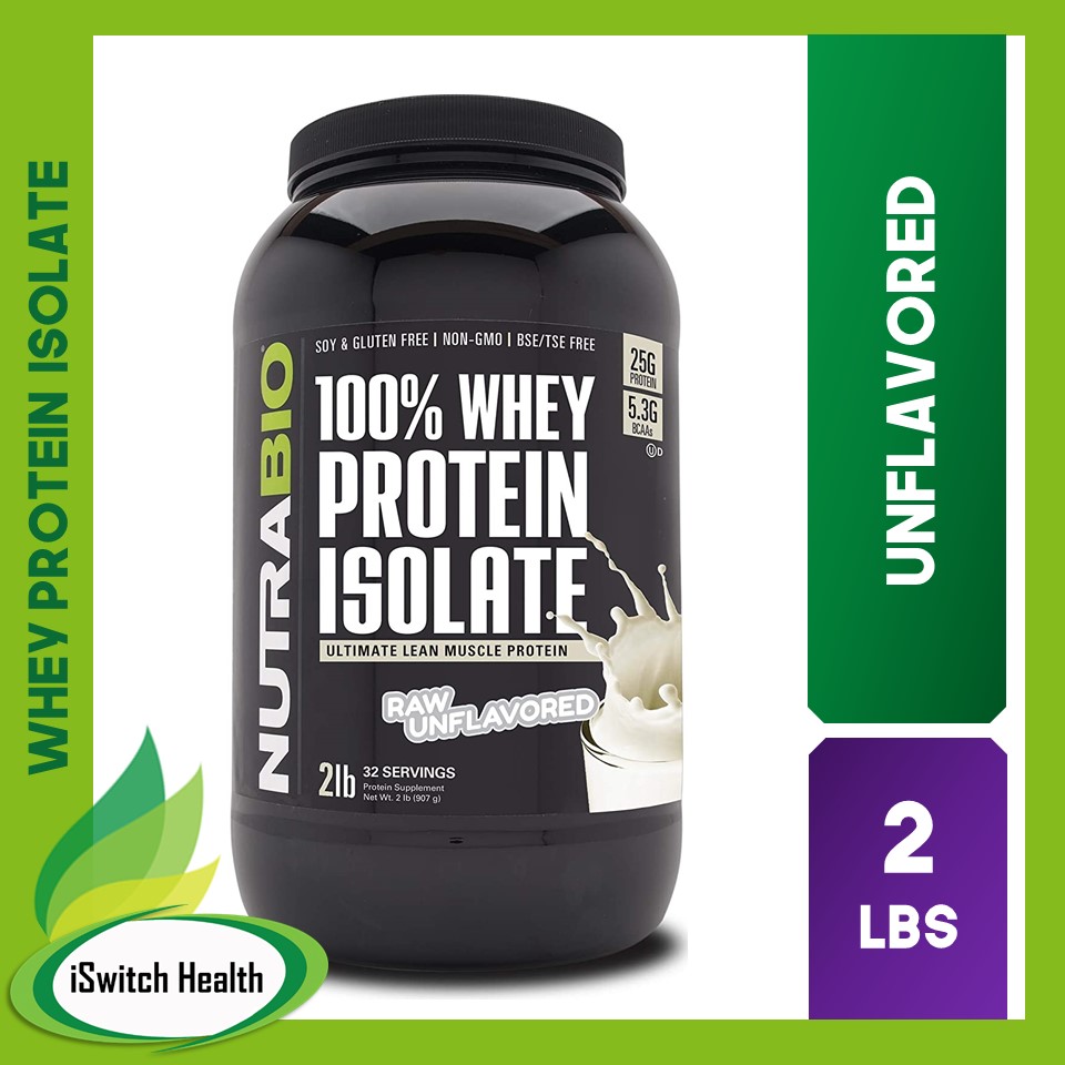 NutraBio 100 Whey Protein Isolate 2lbs Pure Isolate Isolate
