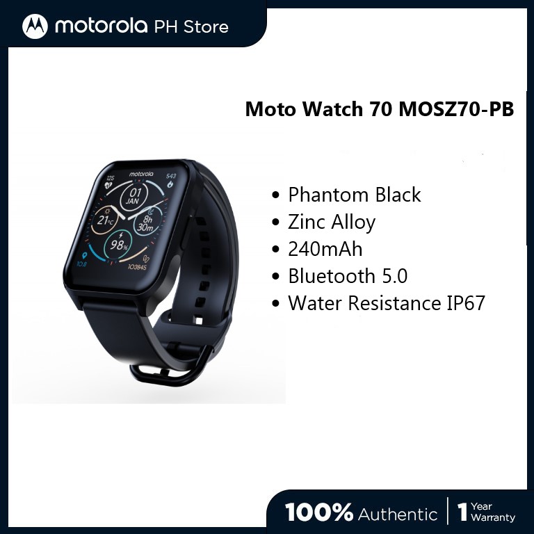 Motorola Moto Watch 70 Smartwatch, Black