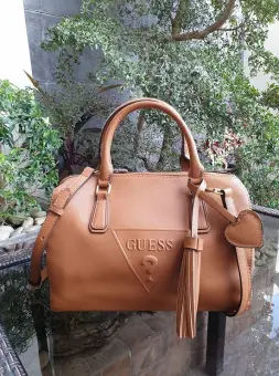 guess tan handbag