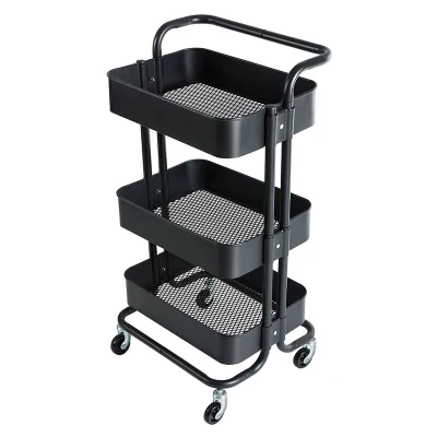 8879- Kitchen Trolley 3 Tiers Cart Rolling Storage Rack With Wheels