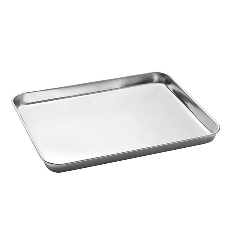 Stainless Steel Plate Rectangular Tray Practical Flat-Bottom Tray Rectangular Tray Restaurant Hotel Flat Bottom Plate