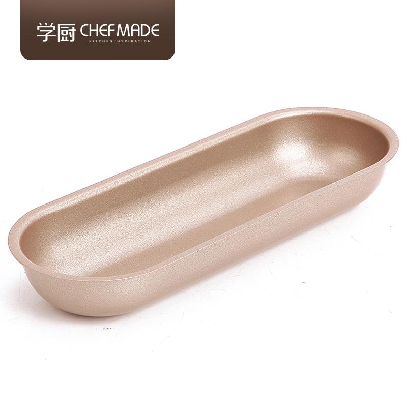 Chefmade Chef Made Vàng 7 Inch Không Dính Xúc Xích Bộ Tạo Khuôn Hình Bầu Dục Loại Dài Bánh Mì Khuôn Bánh Gối Chuyên Ngành Series