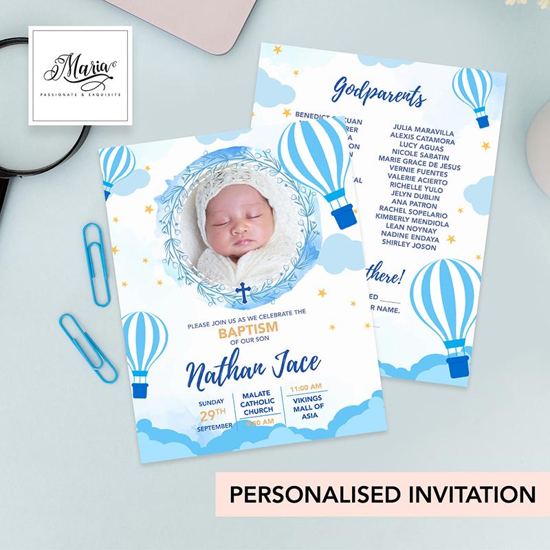 Hot Air Baloon Birthday Invitation Cards Set of 14 - Personalised ...