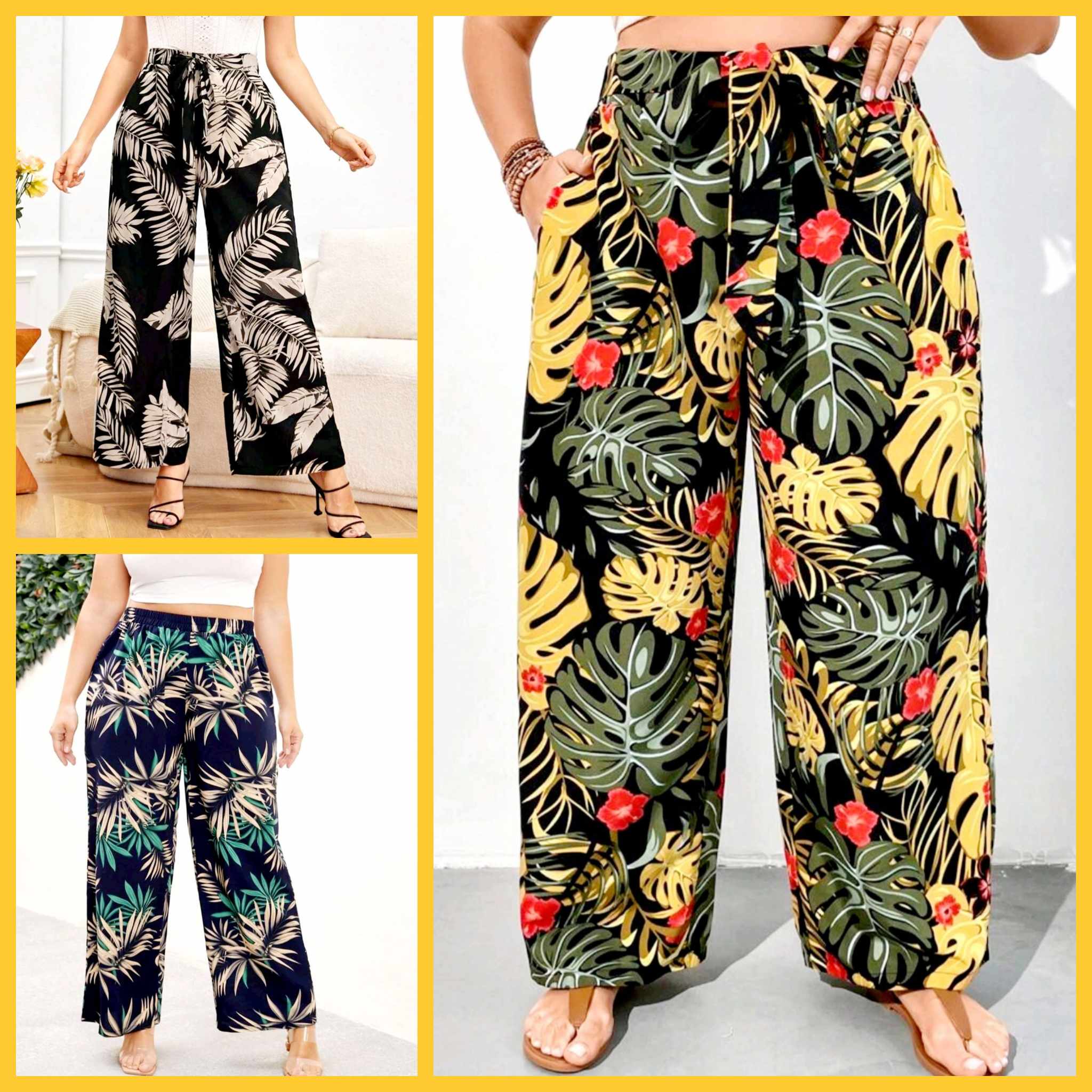 Siena Printed and Plain Square Pants for Women - XS to 2XL - xs to 2xl -  classy and elegant - premium quality - made of imported fabric - print:  plain color