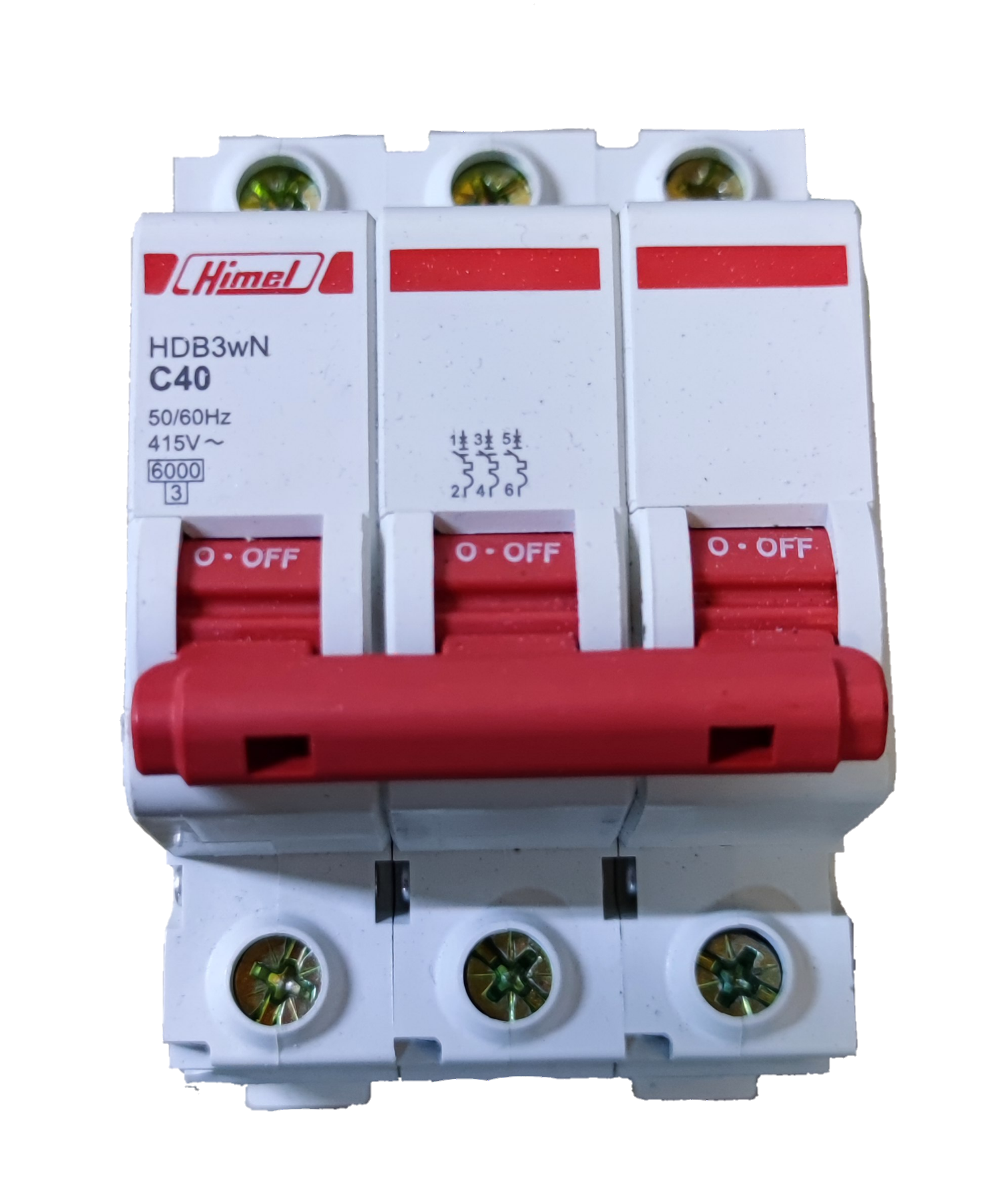 Miniature Circuit Breaker 40A 3Pole Single Phase 6KAIC 250V (DIN Rail