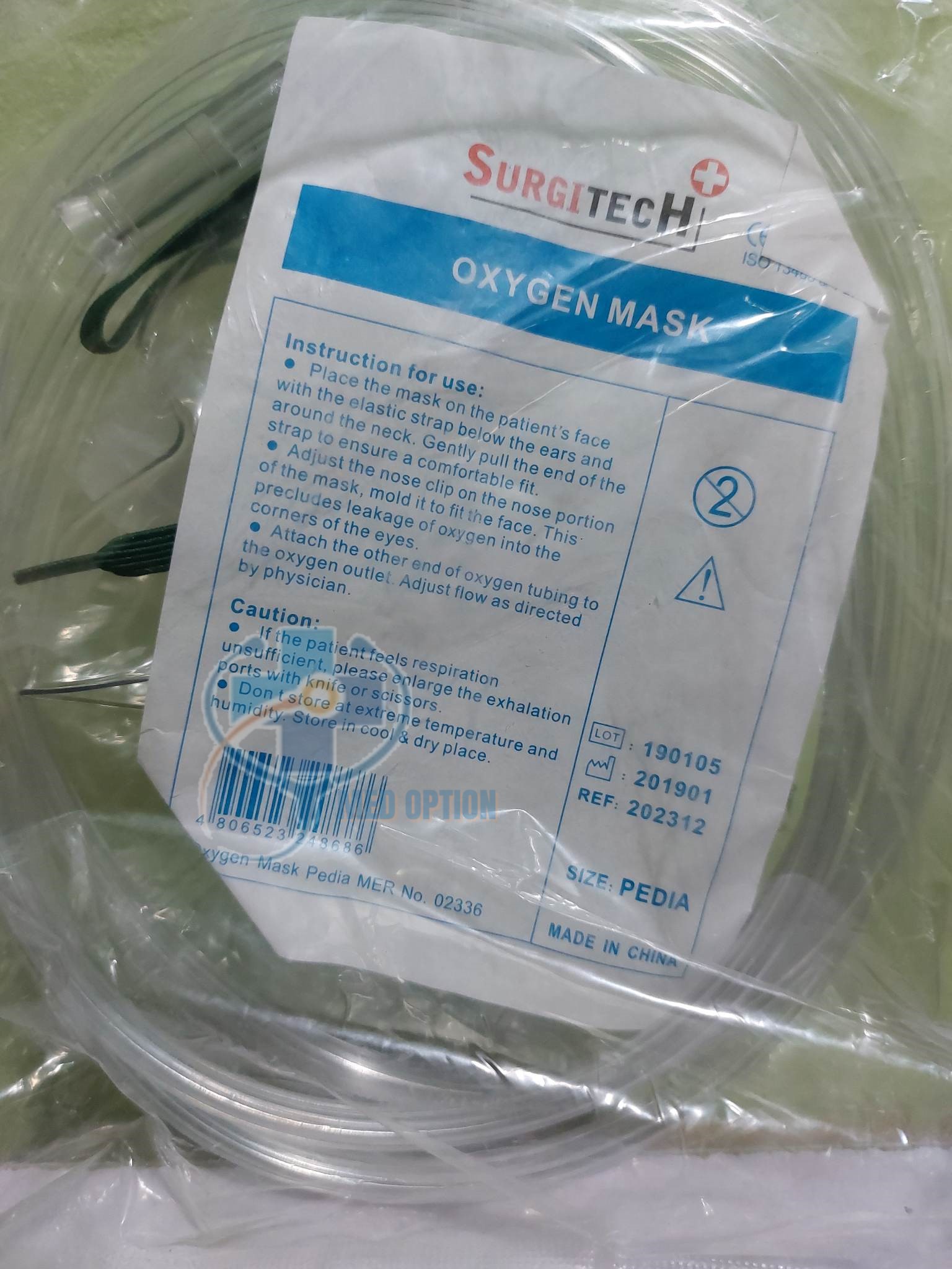 Oxygen Mask SURGITECH / Oxygen Mask with Tubing Pedia / Oxygen Mask