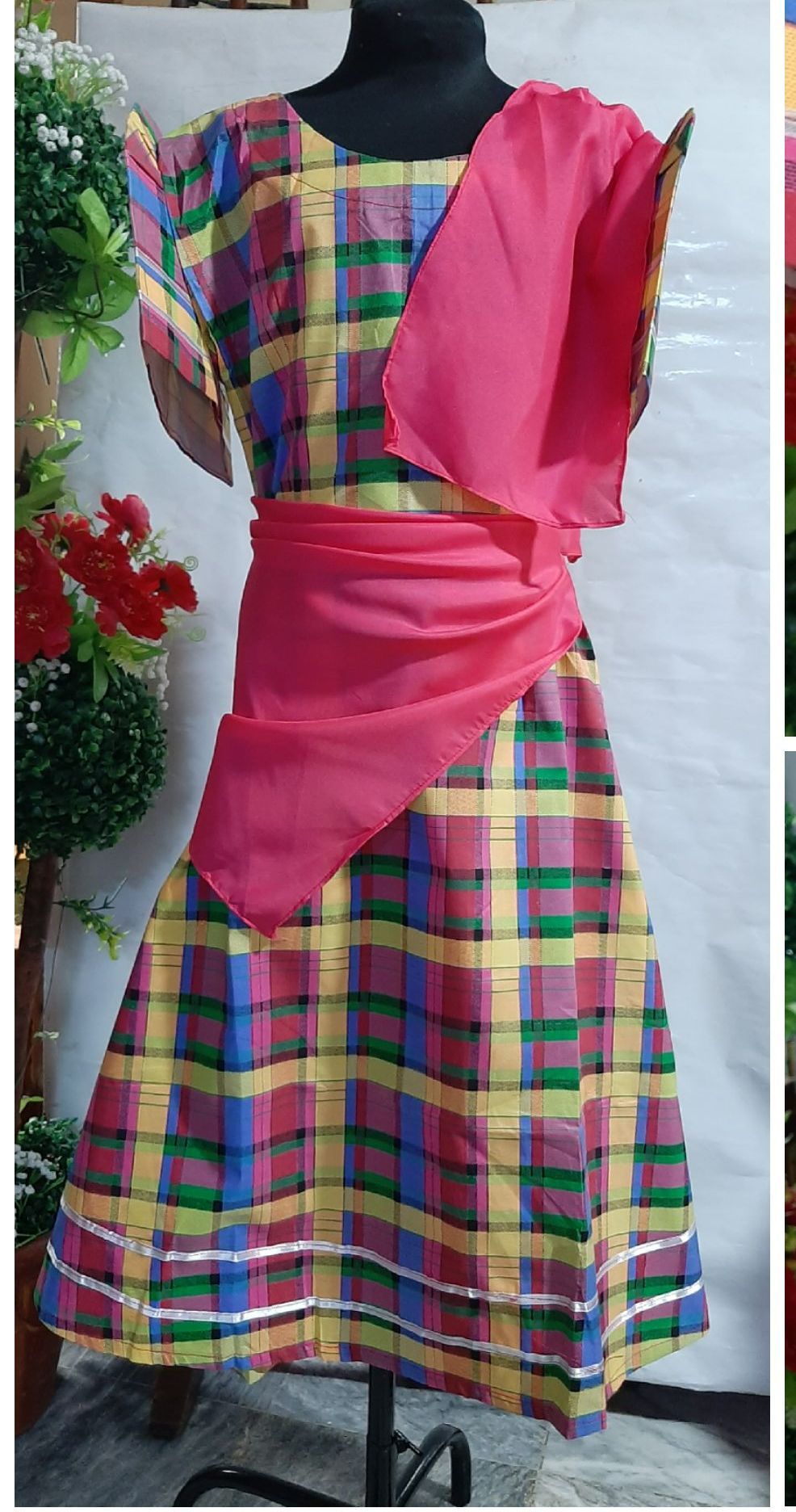 Checkered shop filipiniana dress