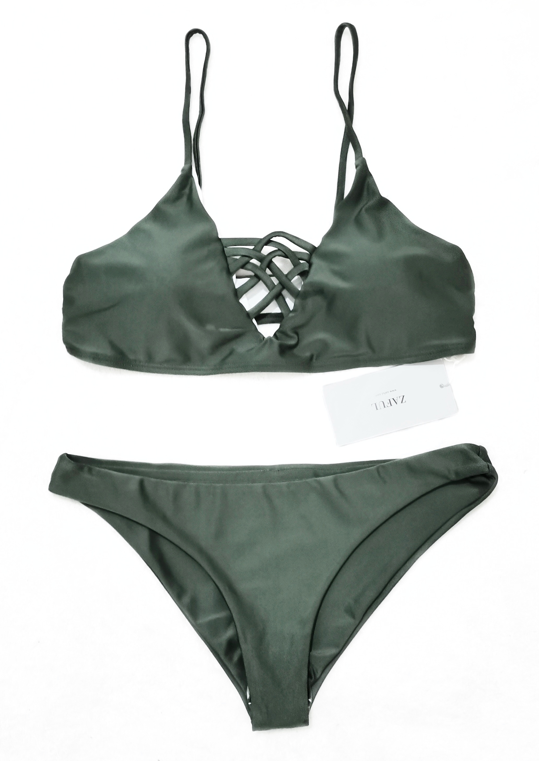 army green bathing suit top