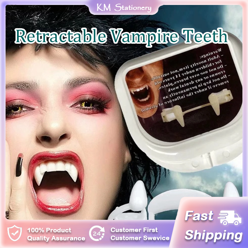 Retractable Vampire Teeth Halloween Decoration Dracula Fake Teeth