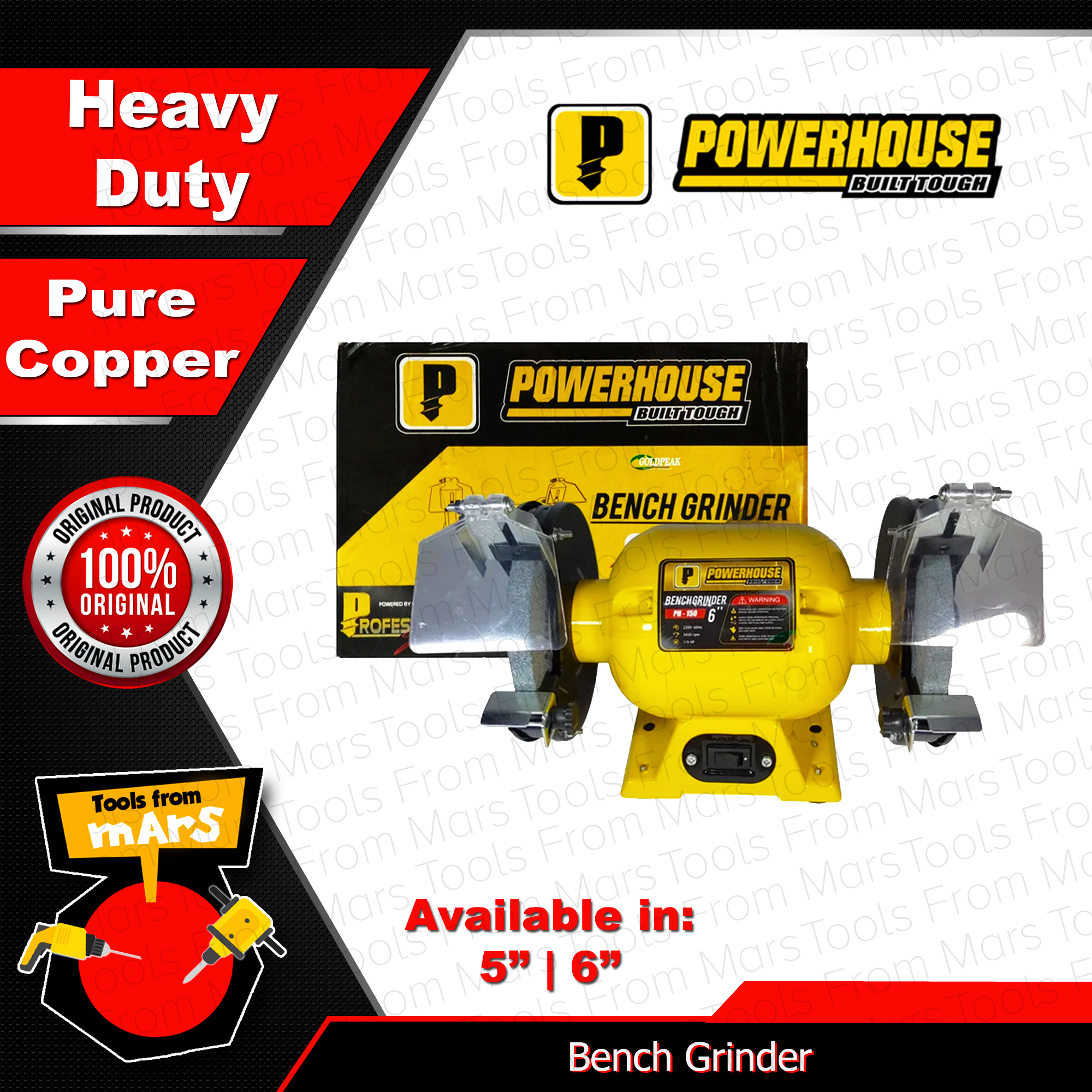 POWERHOUSE USA Bench Grinder 5" PH125 •TOOLS FROM MARS• Lazada PH