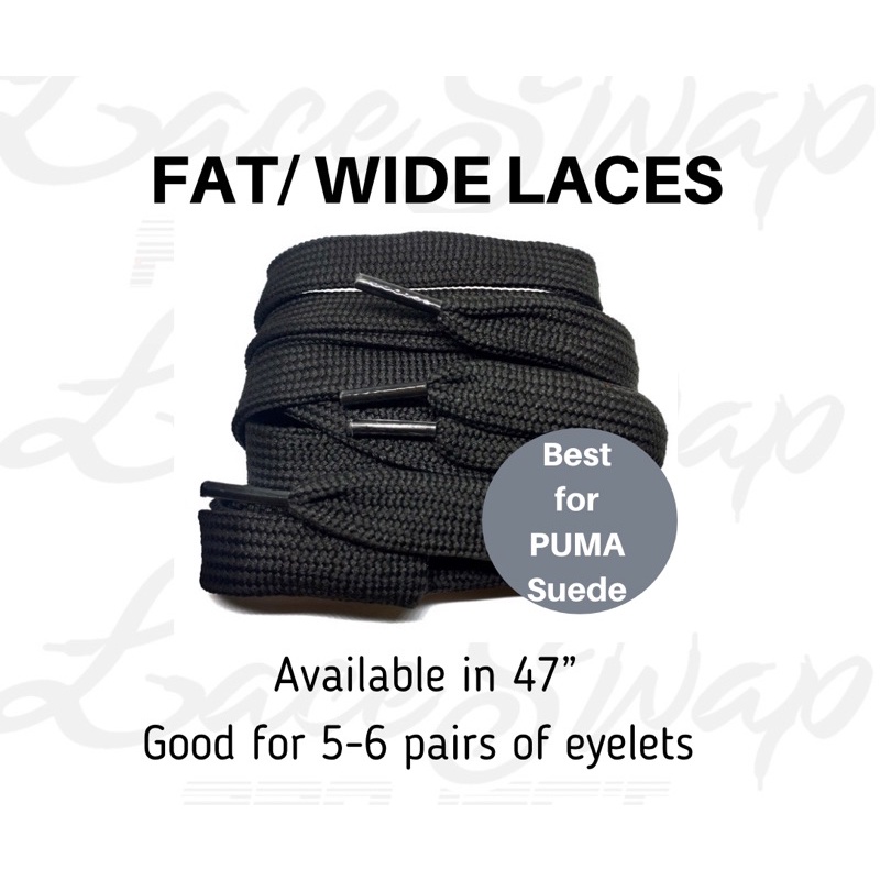 Black FAT Shoelaces for PUMA Suede Lazada PH