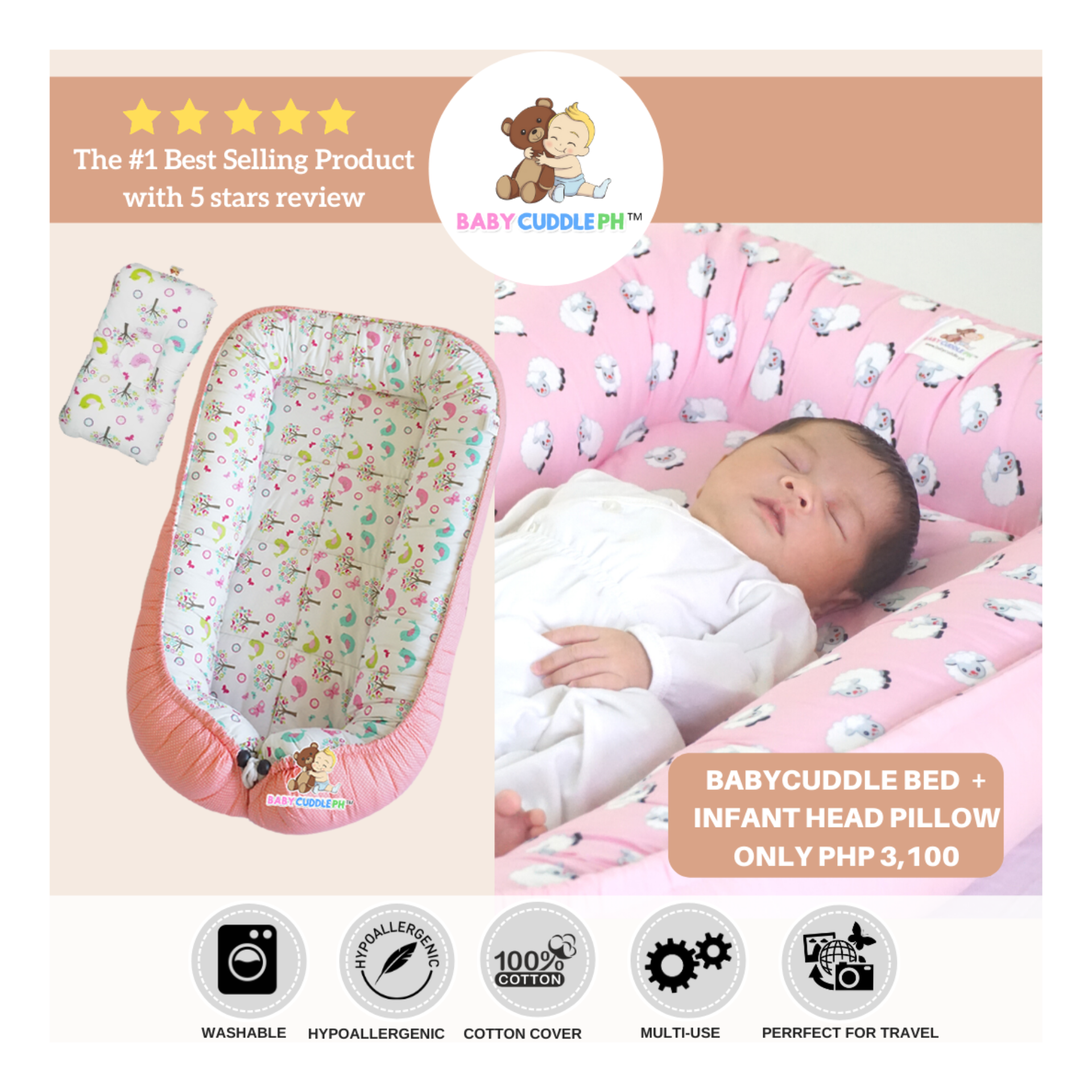 Infant bed, baby nest or travel bed 
