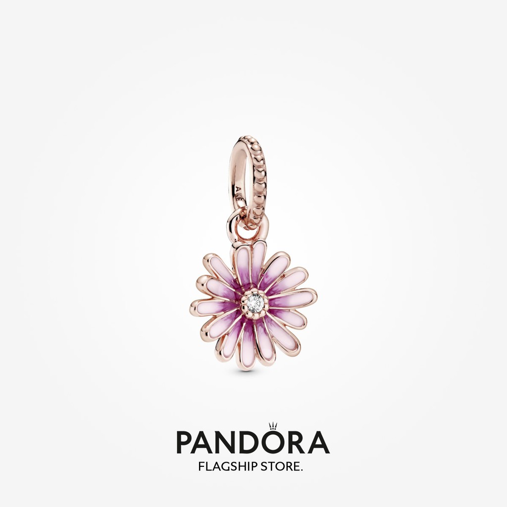 Hot 2023 Pandora 14k Rose Gold-Plated Pink Daisy Flower Dangle Charm