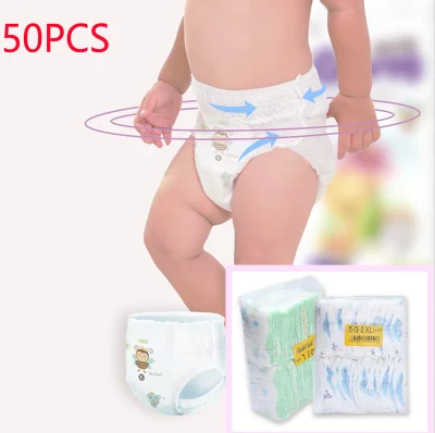 50pcs Baby diapers Breathable Ultra thin and dry Unisex S M L XL