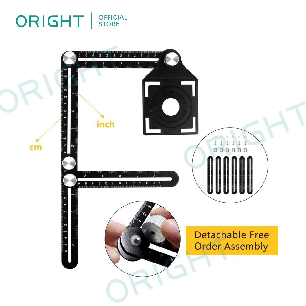 Multi Template 6 Folding Rulers Puncher Carpentry Angle Measuring Ruler ...