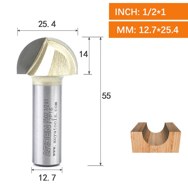 ARDEN Core Box Bit Carbide Round Bottom Groove Milling Cutter Radius