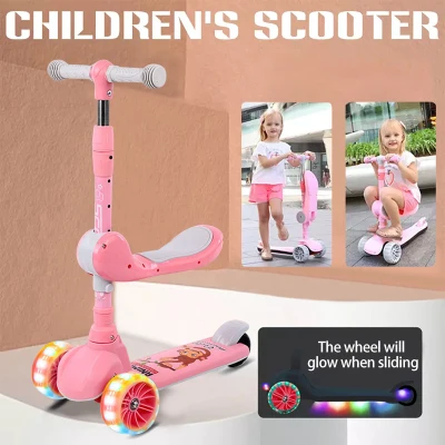 Scooter For Kids Adjustable Height w/Extra-Wide Deck Flashing Wheels Car For Kids & Toddler Scooter 2-12 Years Old