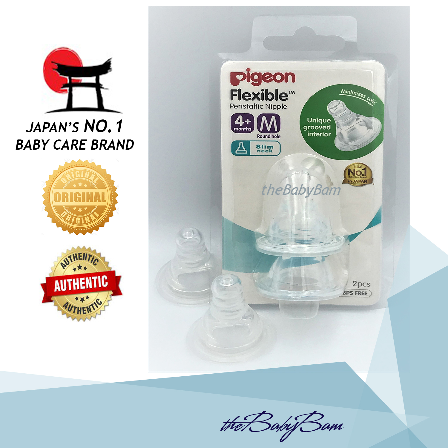 Pigeon Flexible Peristaltic Slim Neck Nipple 12+ LL 9+ L 6+ Y 4+ M