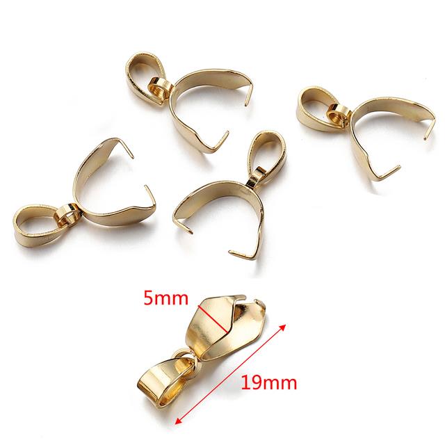 20pcs/lot Gold Stainless Steel Pendant Clip Clasps Pinch Bail Clip for  Necklace Pendant Connector DIY Jewelry Findings Component