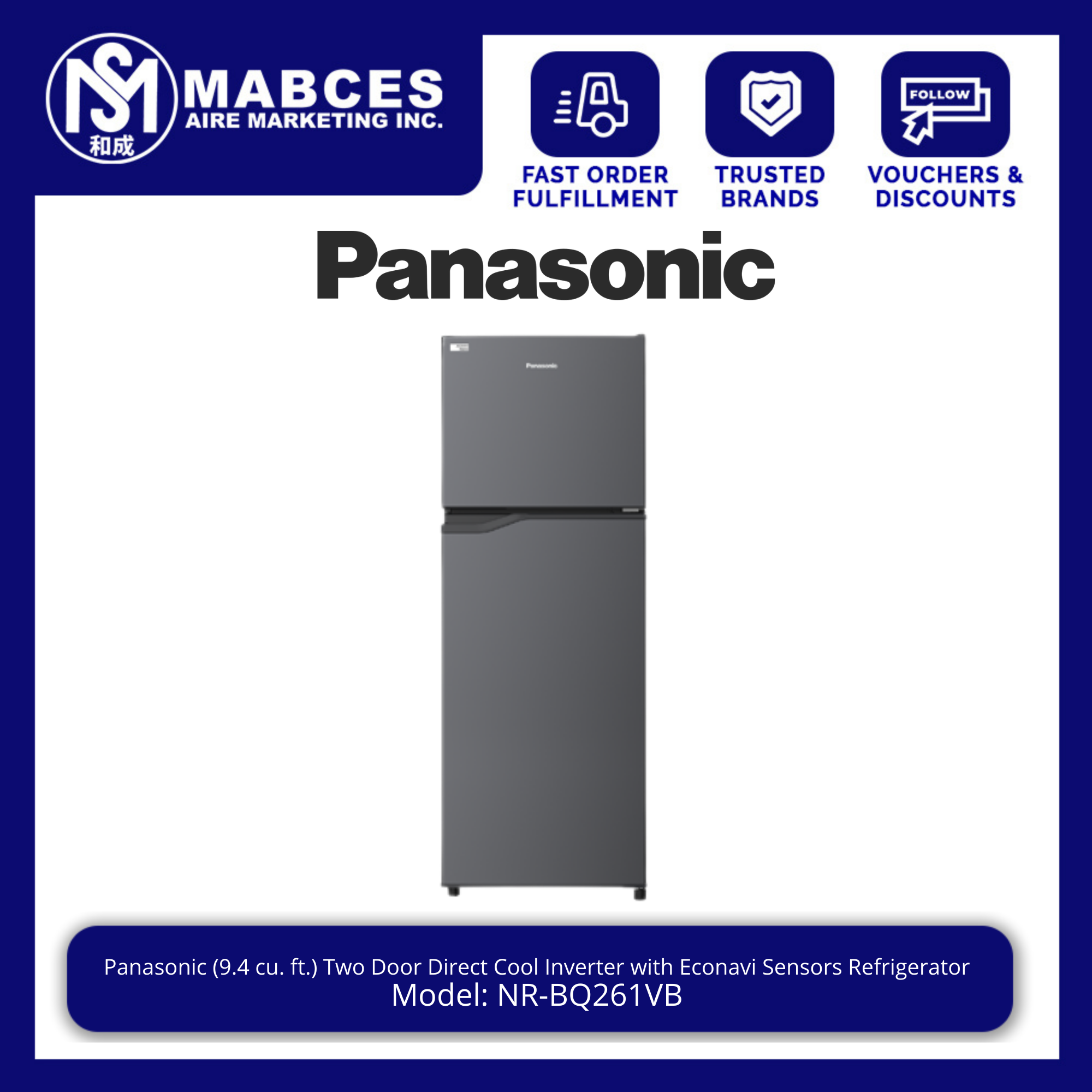 Panasonic 9.4 cu. ft. Two Door Direct Cool Inverter with Econavi