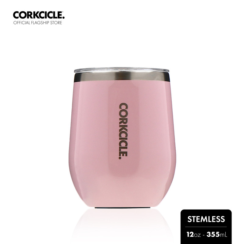 Corkcicle 12 oz Stemless-Rose Quartz