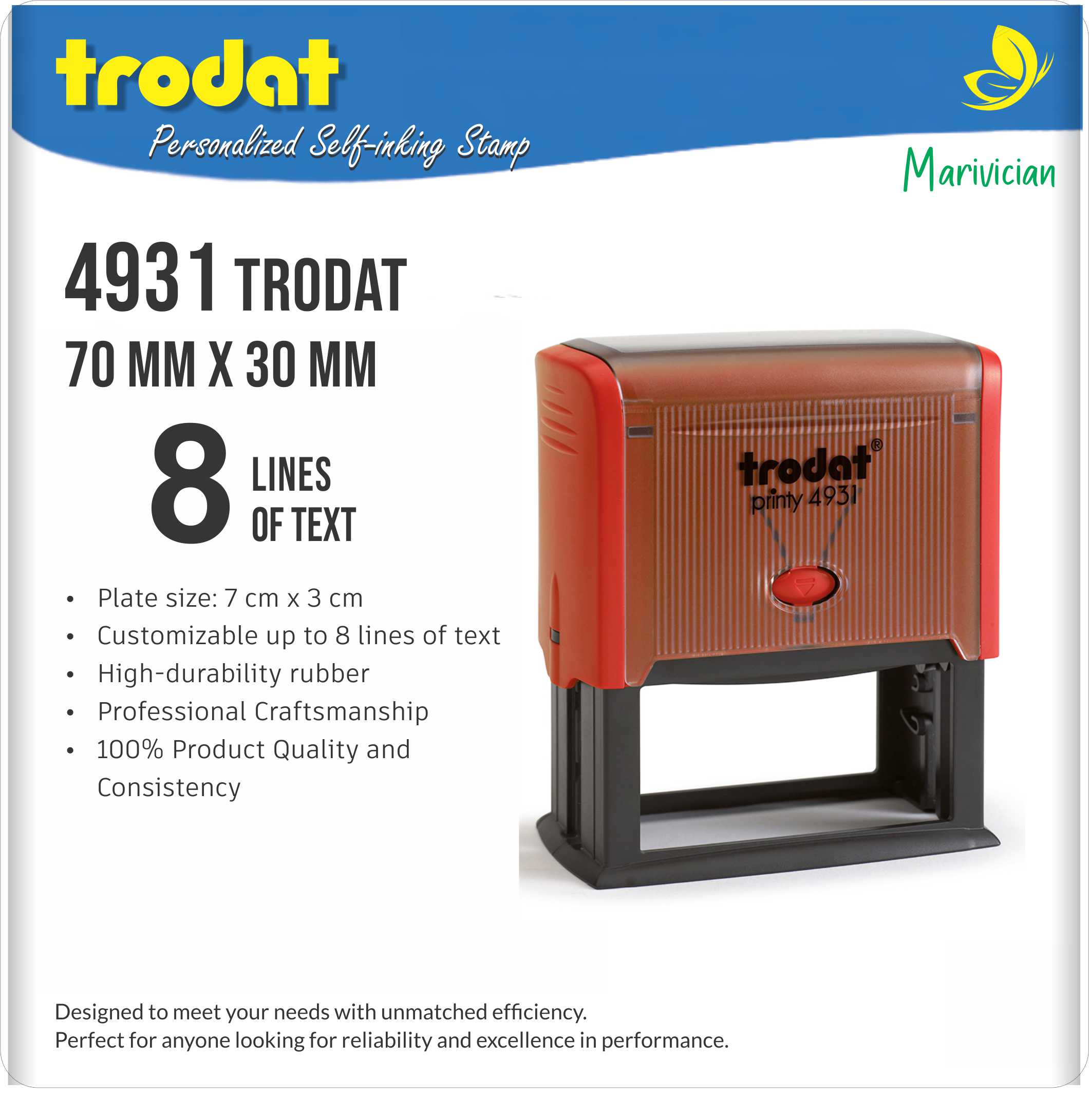 4931 - PRINTY SELF-INKER 4-7 LINES - 70mm X 30mm