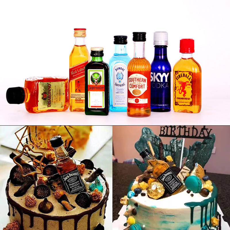 Alcohol Decorated Single Tier Cake | Mouthful of Cakes
