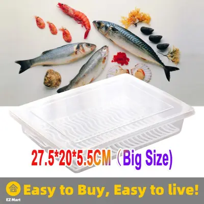 Removable Drain Plate Tray Fridge Food Fresh Keep Fruits Vegetables Meat Fish Storage Box Containers Organizer Kitchen Tools Fish-Fresh-Storage-Box
