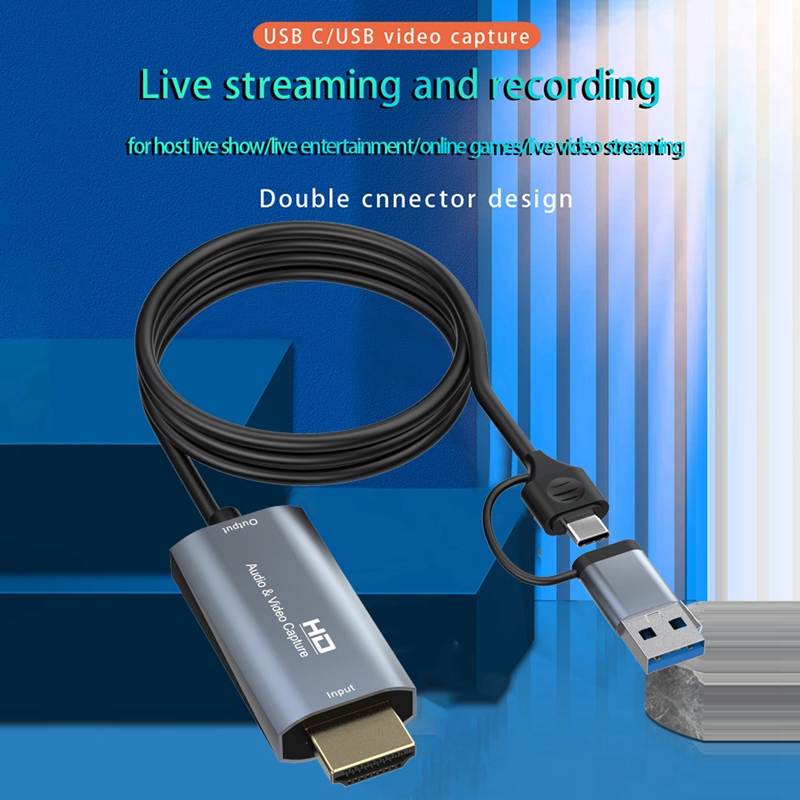 4K -Compatible to Type-C+USB Capture Card 1080P Computer Game Capture Card 1.8M