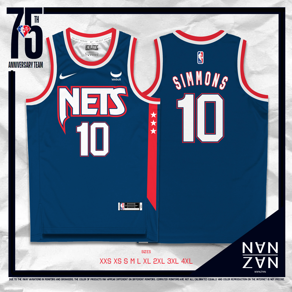 NBA 75th Anniversary Simmons #10 Nets White Jersey - Kitsociety