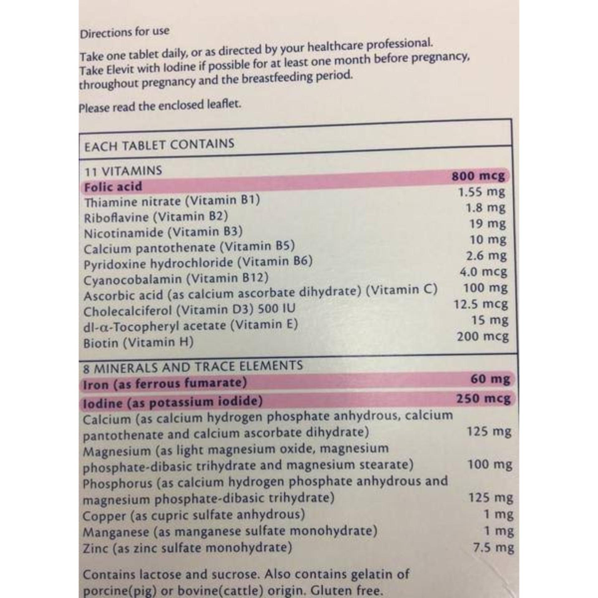 Elevit 100 Tablets review and price