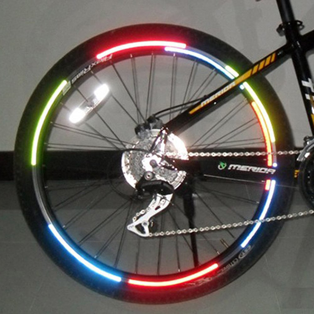 Fluorescent MTB Bike Bicycle Sticker Cycling Wheel Rim Reflective Stickers Decals