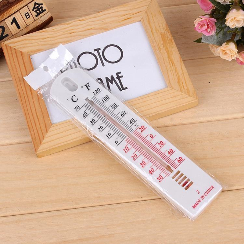 Indoor Straight Plastic Thermometer Household Wall Hung Hang Thermometer  For House Garage Office Room(2pcs, White)