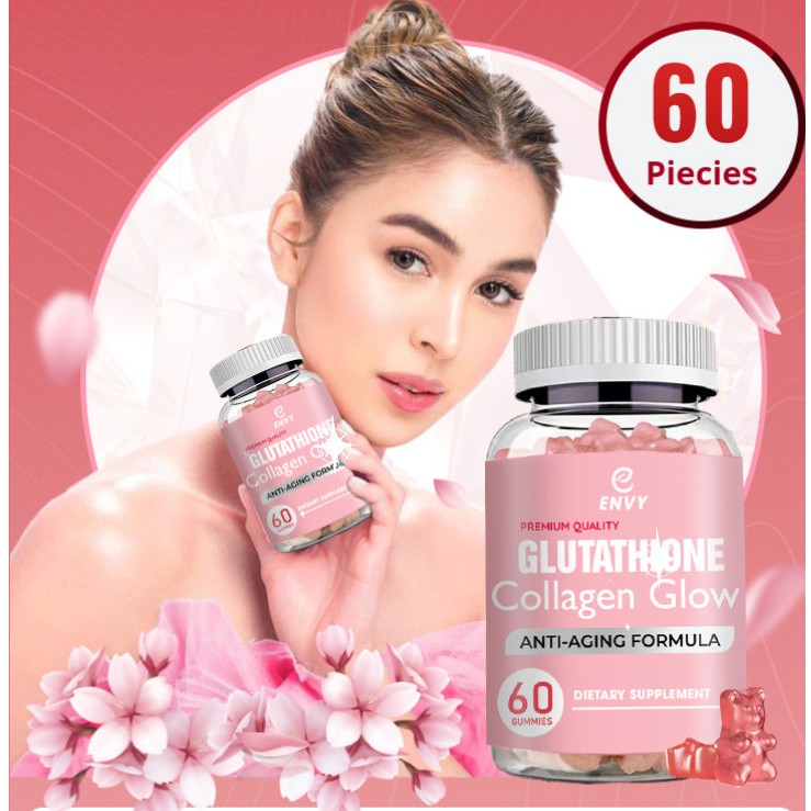 envy glutathione collagen glow gummies ENVY Glutathione Collagen Glow Collagen Gummies Anti-aging Skin Beauty  Whitening Vitamins Gummy 60 gummies Vitamin C And D Gummies - Lazada