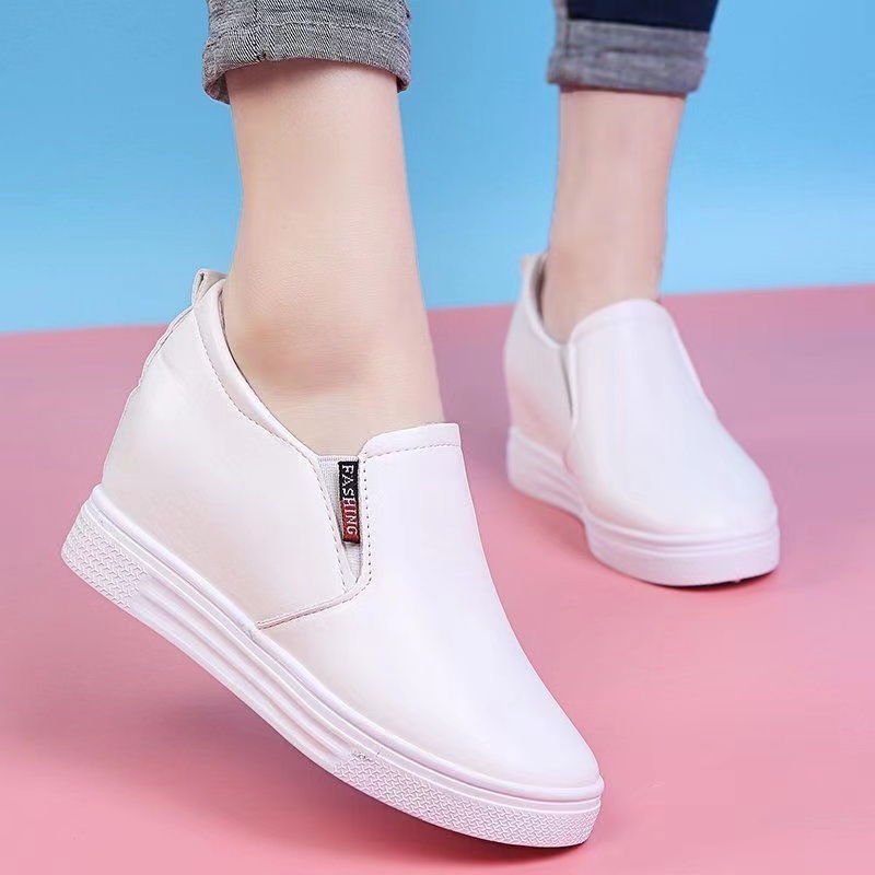 Bluescola Korean Slip On Shoes Wedge Heel Shoes Half White Shoes Kasut ...