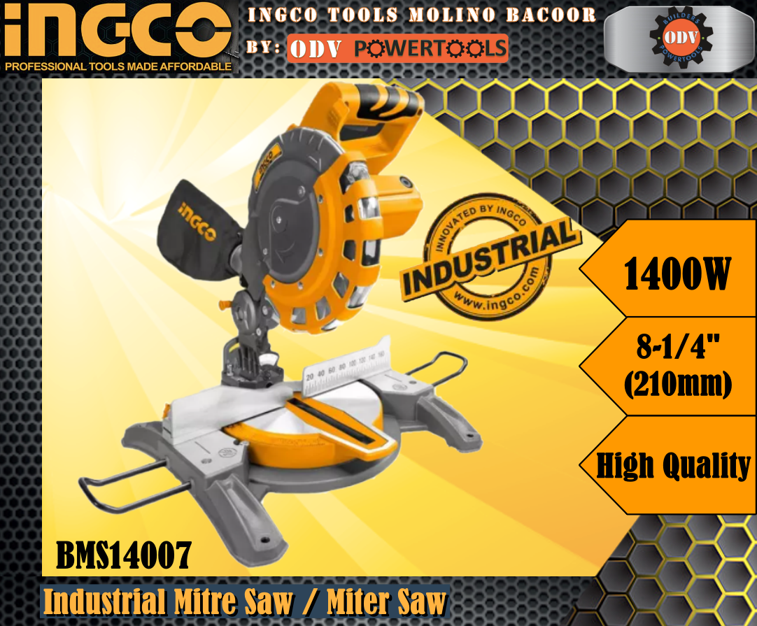 Ingco BMS14007 Industrial Mitre Saw / Miter Saw 1400W 81/4" (210mm