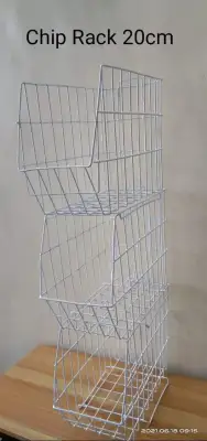 SYDNEY HAPPY SHOP 20cm/30cm/42cm White Coated Stackable Wire Basket | Chip Rack Organizer