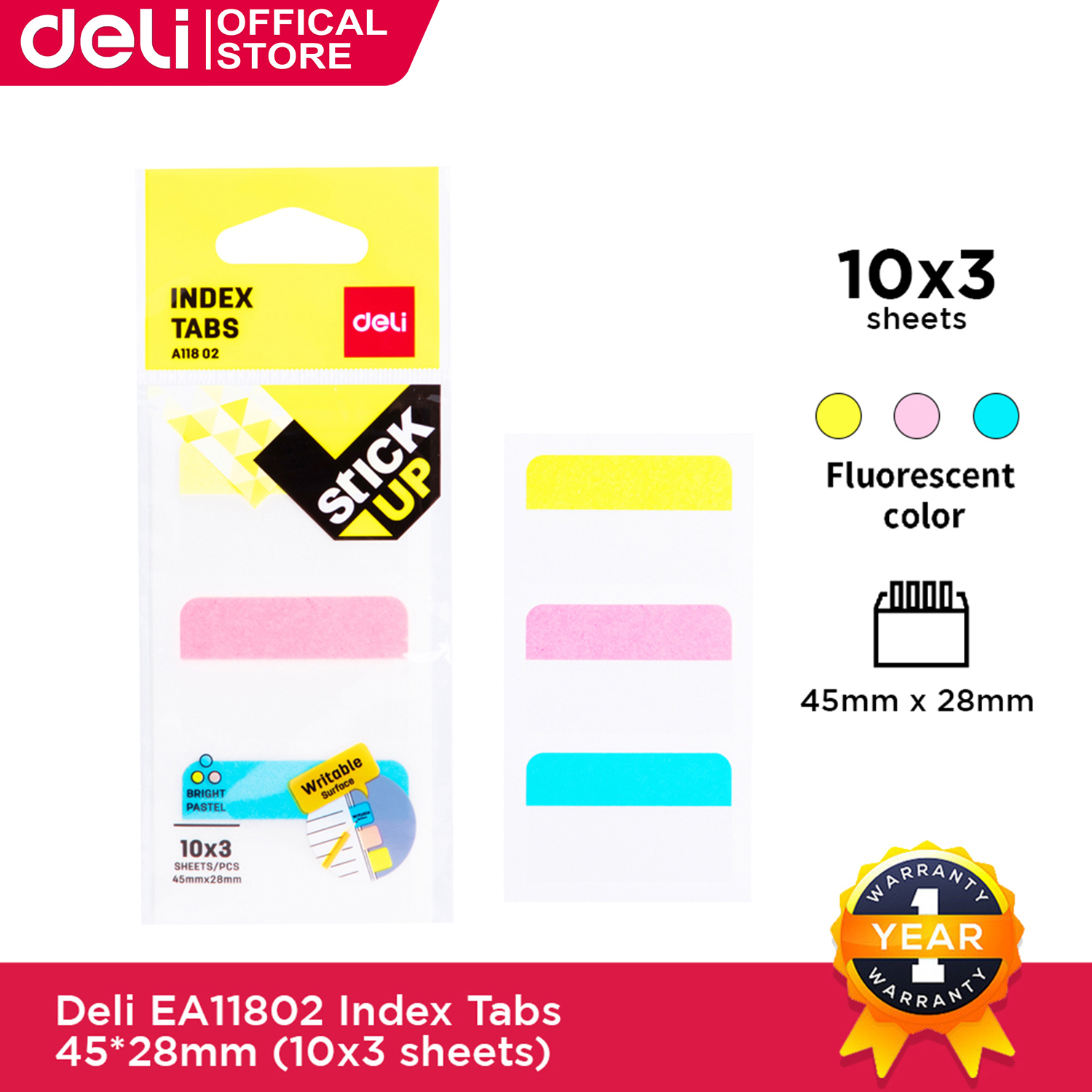 Deli Sticky Notes Index Tabs Markers Paper Index Bookmark 45*28mm
