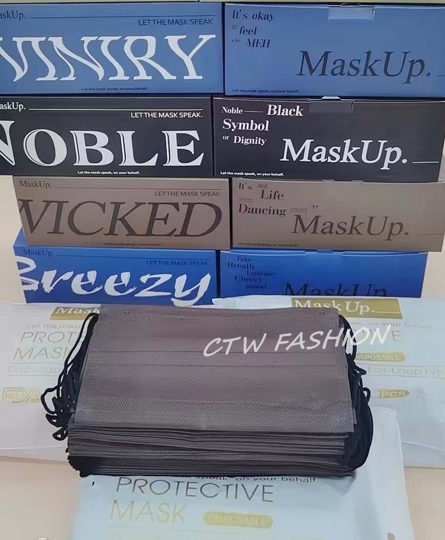 MskUp Thick 48PCS Colors Disposable Mask Black or White Inside Face
