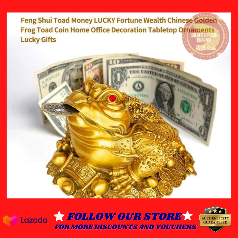 Feng Shui Money 3 Frog Toad With Chinese Coin Charm For Good Lucky & Prosperity 
