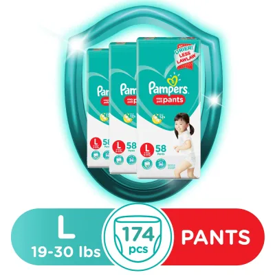 Pampers Baby Dry Diaper Pants Large 58 x 3 packs (174 diapers) - (8-14kg)